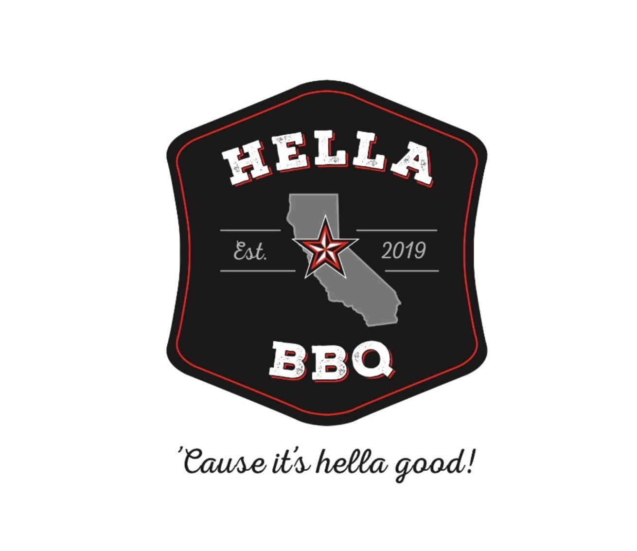 Hella BBQ logo with California outline.