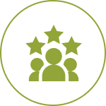 Three figures under three stars icon.